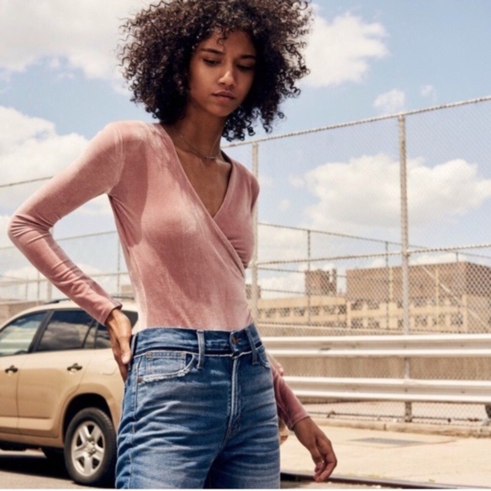 Madewell Velvet Wrap Bodysuit XS